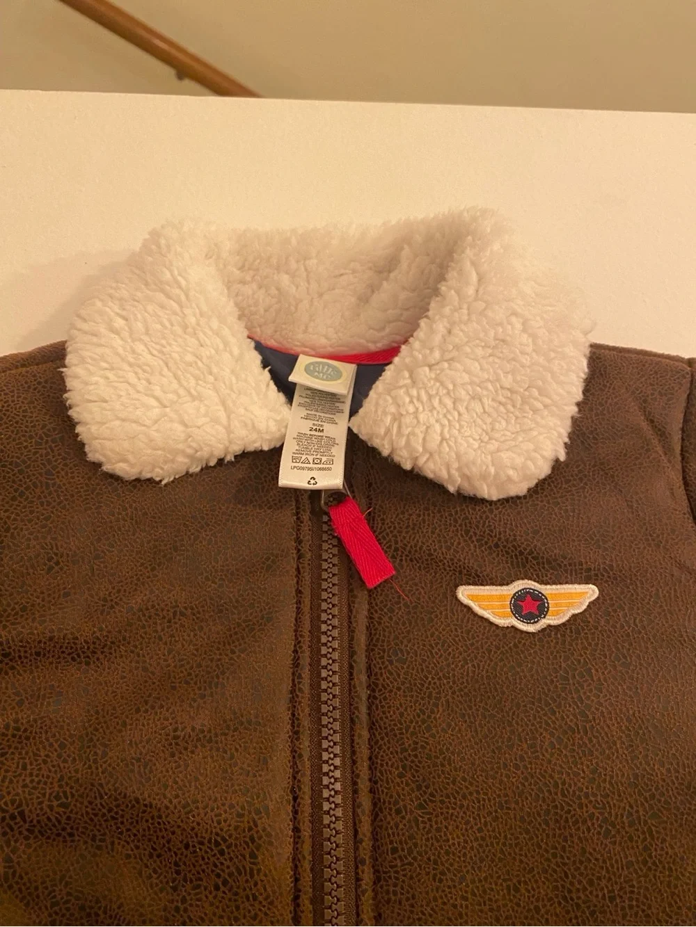 Little Me Brown Jacket with Cream Sherpa Collar